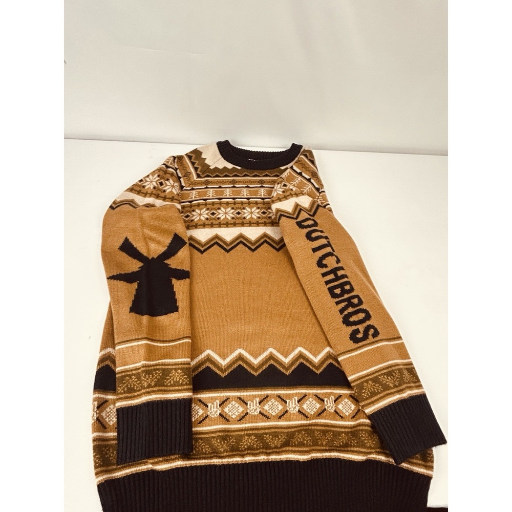 Dutch Bros Coffee Men Brown Nordic Nordic Fair Isle Pullover Sweater Medium